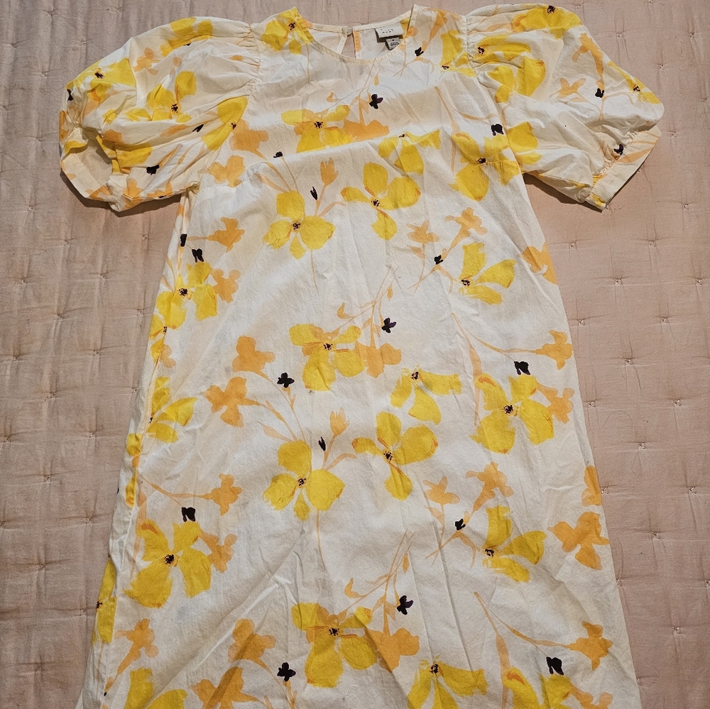 A New Day Orange and Yellow Puff Sleeve Sundress